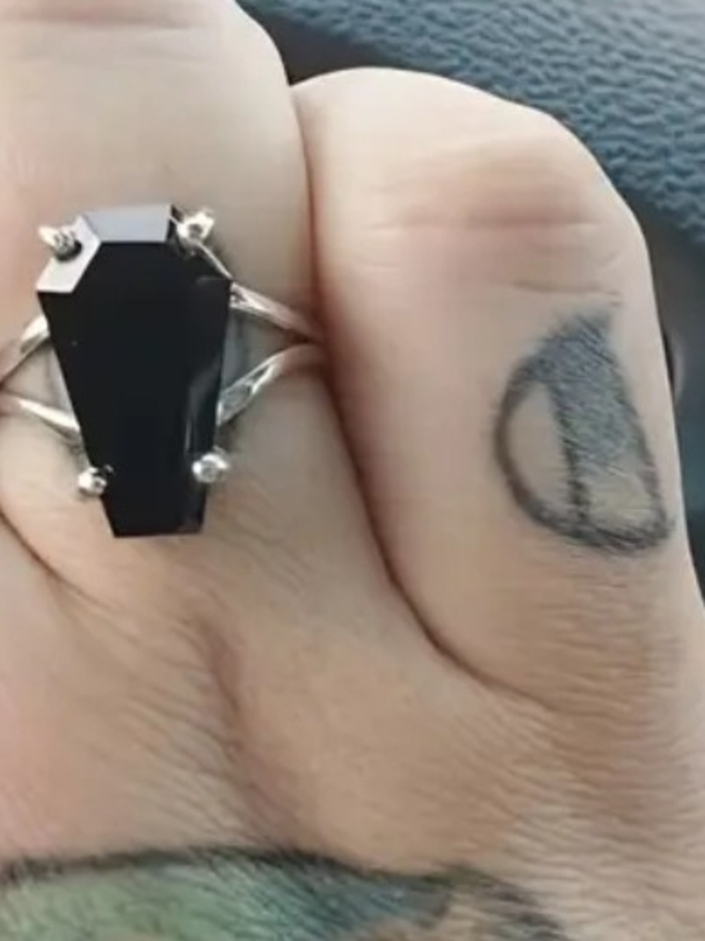 Black Coffin-Shaped Stone Ring